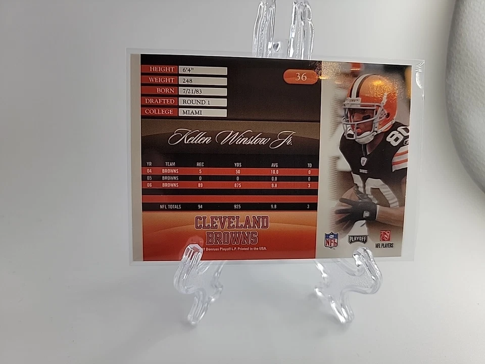 2007 Playoff Prestige Kellen Winslow Jr. #36 Cleveland Browns - Image 4 of 4
