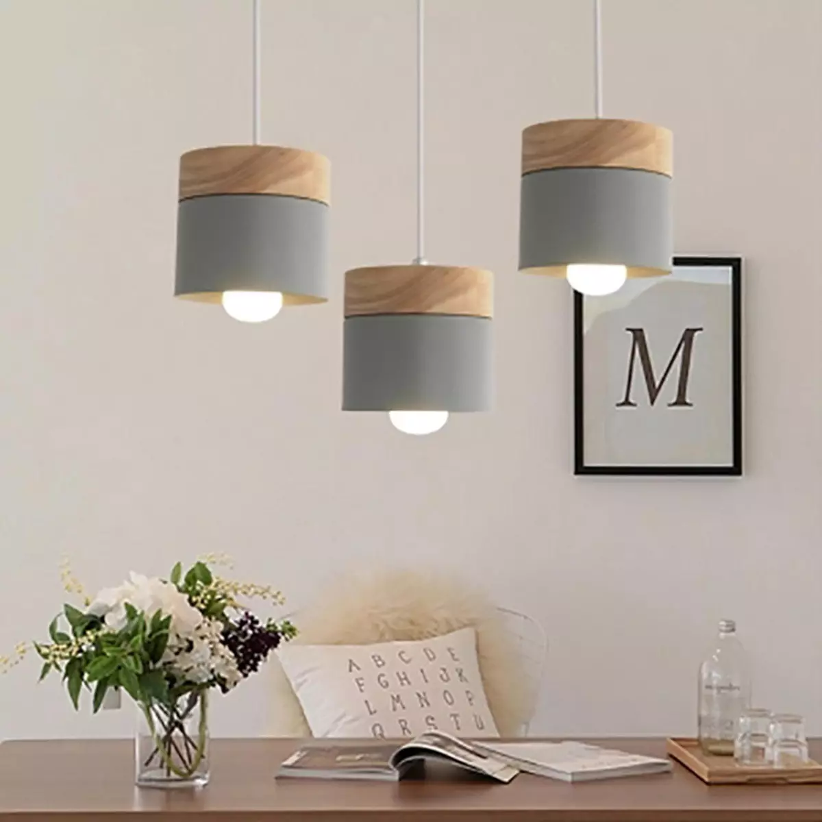 Simple Pendant Light Decorative Adjustable Height Hanging Lamp for Hallway