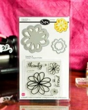 Fustella Sizzix Framelits (4) w/Stamps (8) - Fiori, Doodle, 657580