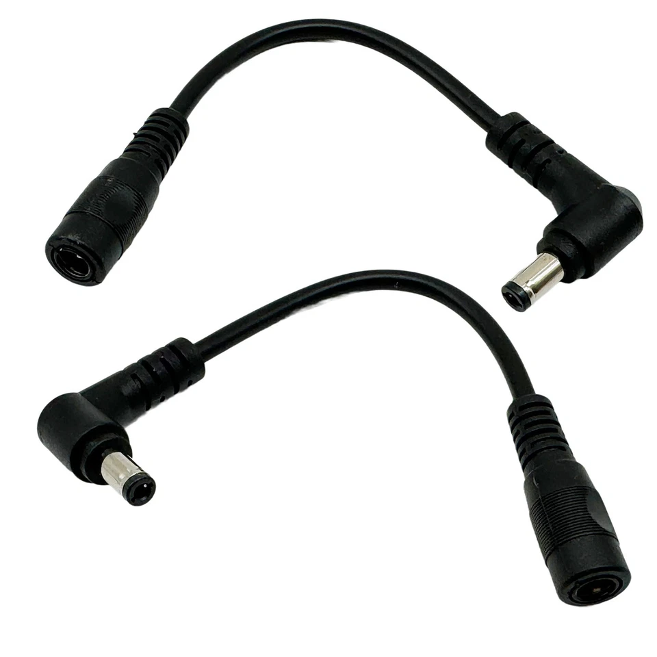 10 Right Angle 5.5mm x 2.5mm Male to 5.5mm x 2.1mm Female DC Power Adapter Cable - Image 2 of 4