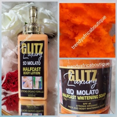 2pcs. GlitzLuxery 10D molato Rich Soap Spf40 & Half-D MOLATO BODY Lotion Only. 