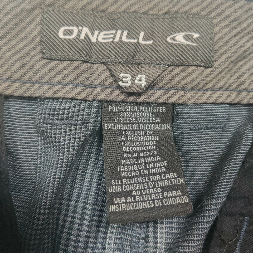 Pantalones cortos chinos a cuadros O'Neill para hombre talla 34 azul marino con línea de acento a cuadros envío rápido Foto 3 de 4