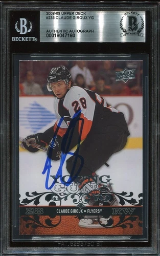 CLAUDE GIROUX signed auto 2008-09 UD YOUNG GUNS ROOKIE CARD RC YG BECKETT BAS