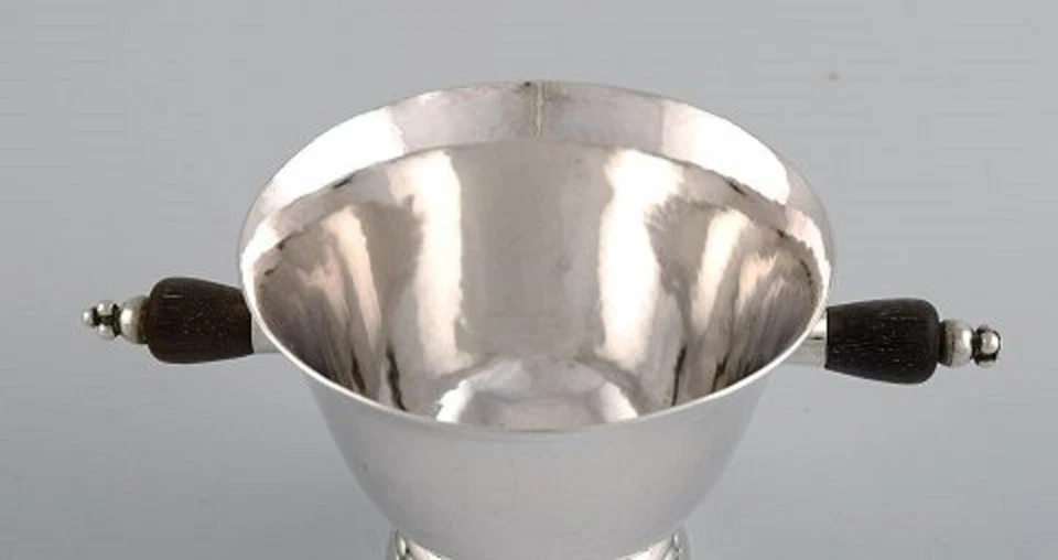 Ранний набор сахара/крема Georg Jensen из стерлингового серебра с ручками из черного дерева. - Изображение 4 из 4