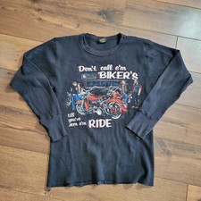 Vintage Harley Davidson Thermal Long Sleeve Shirt 80s 3d Emblem Style 3A