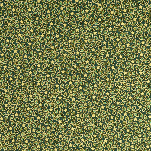Tela 100 % algodón estampada con estrellas metálicas de Navidad con acebo - cuarto de metro de grasa - Imagen 6 de 13