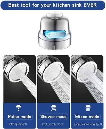 Rubinetto Rotante 360 Gradi Rubinetto Cucina Mobile Testa Risparmio Acqua Ugello Spruzzatore - Foto 4 di 12