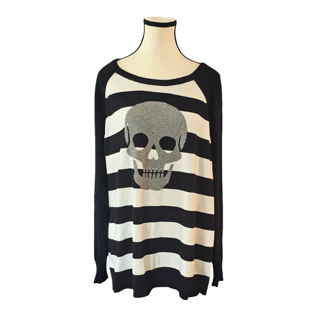 Suéteres para mujer a rayas de cráneo