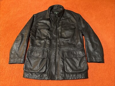 Men s Tom James Black Soft Leather Field Jacket Size 40 Amazing Condition