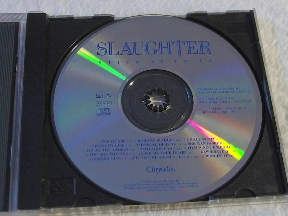 Slaughter Stick It to Ya CD 💿 1990 Chrysalis Hard Rock Hair Metal 🤘 Tested Foto 3 de 4