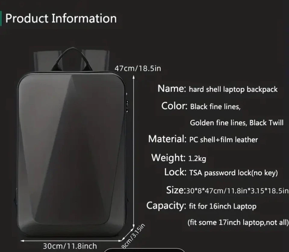 特斯拉防盗旅行/学校男女护照笔记本电脑USB背包防水 — 第 4/4 张图片