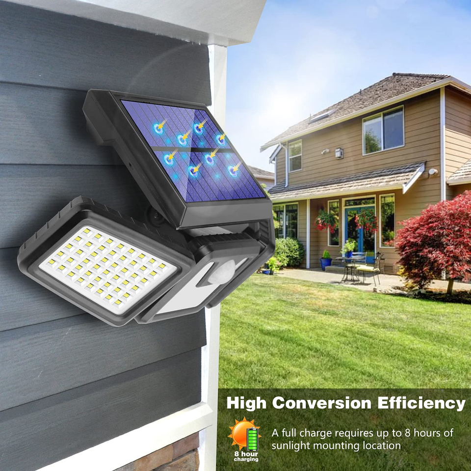 Solar Lights Outdoor, 2 Pack 128 LED 800LM LED Solar Lights w/ Motion ...