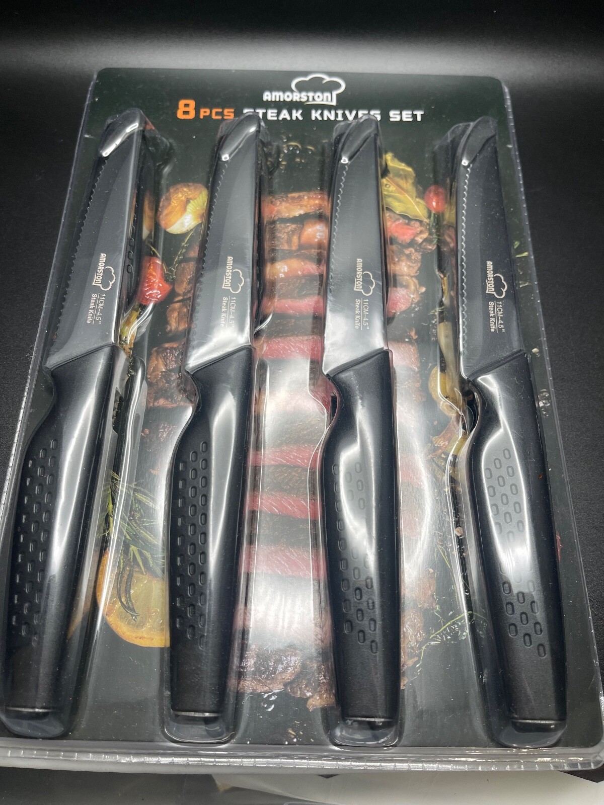 Amorston Steak Knives, Steak Knives Set of 8, Stainless Steel Steak