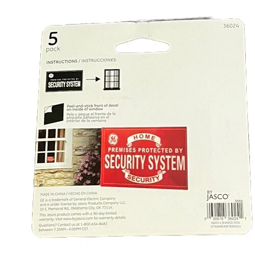 #5 Five GE Window Home Security System Decoy DECALS Deters Potential Intruders - Image 2 of 2