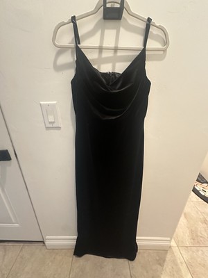 Revelry Black Velvet Dress Long Full Length Elegant Women's Size 12 Grunge Goth