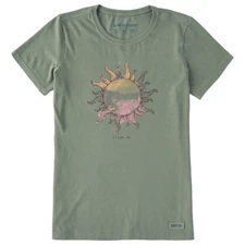 Life is Good. Women's Fineline Shine on Sun SS Crusher-LITE Tee, Moss Green