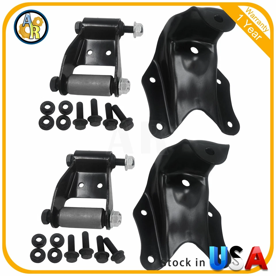 Juego de pares de soportes de grillete de resorte de hoja trasera para 86-07 Ford E-150 Foto 2 de 3