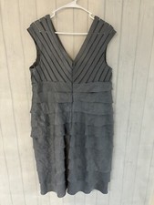 Adrianna Papell Dress Womens Plus Size 14W Shutter Pleat Knee Length Wedding