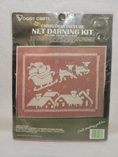 Vtg Vogart Crafts Christmas Santa  Sleigh Net Darning Kit 2943 Holiday Sealed