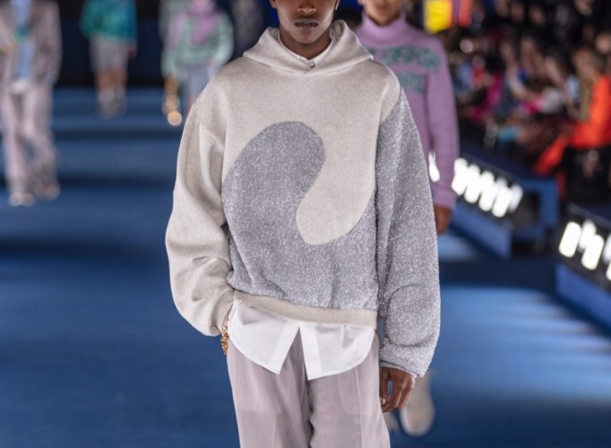 トップス DIOR X ERL Hoodie SS23 Dior x ERL Hooded Sweatshirt Heathered Gray Cotton Fleece - SS23 - US
