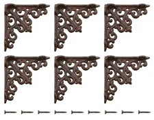 6 CAST IRON SMALL FANCY SHELF BRACKETS/SUPPORTS
