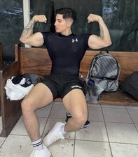 Mens Under Armour Bodybuilding Spandex Compression Shirt Black Large