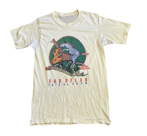 Vintage 1978 Bob Dylan US Tour Shirt S Yellow Single Stitch USA Made Distressed