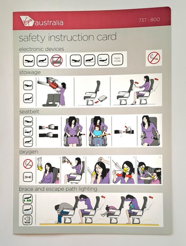 Airlines Safety Card - 737-800 Virgin Australia (Single Card Only) - Bild 1 von 4