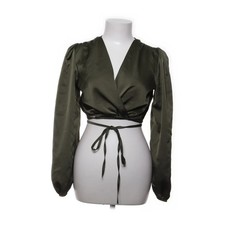 MW, Wickeltop, Größe: S, SATIN WRAP CORD TOP, Grün, Polyester, Einfarbig #DHH