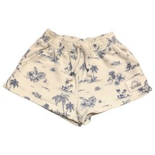 Zara Girls Sz 6 Coastal Print Shorts Ivory Blue Beach Summer Pull On