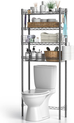 Adjustable 4-Tier Over Toilet Storage Rack with Baskets for Bathroom Organizatio