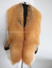 100 Real Fox Fur Cape /neck Wrap/scarf Brown Jacket Collar 180 23cm Stole