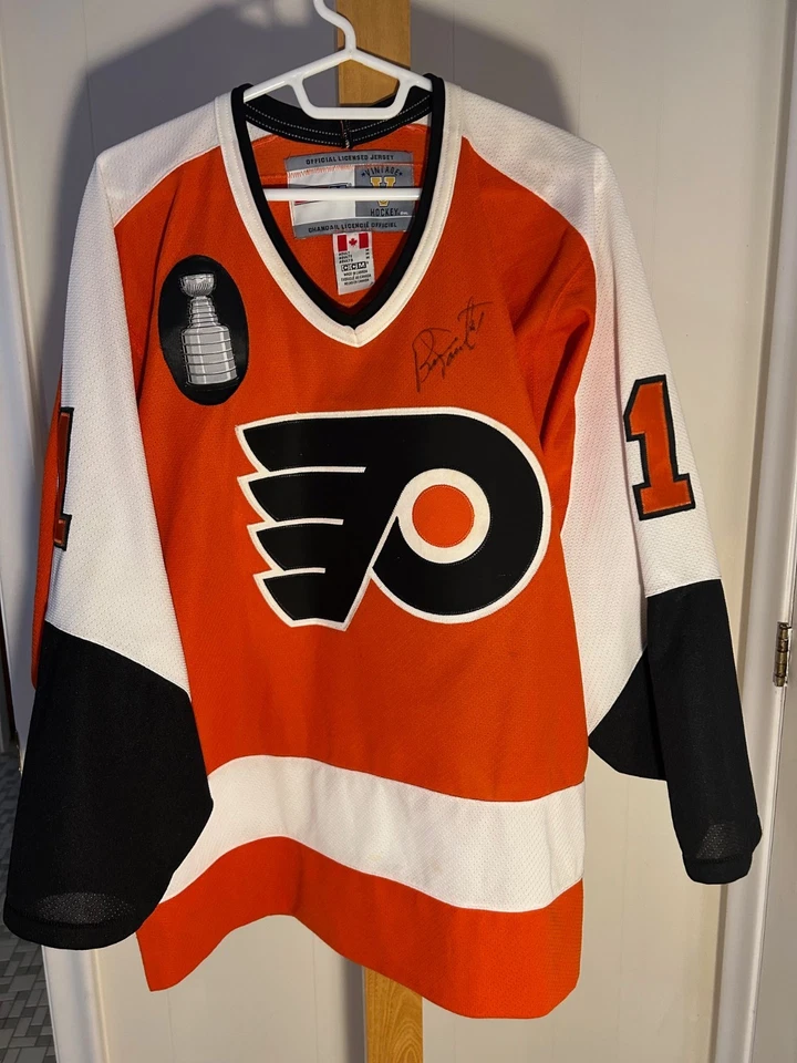 Camiseta deportiva firmada por Bernie Parent estilo vintage Philadelphia Flyers Foto 2 de 4