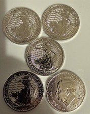 5 x 2023 King Charles III Britannia 1 oz 999 Fine Silver Bullion £2 Coin. CGT ex
