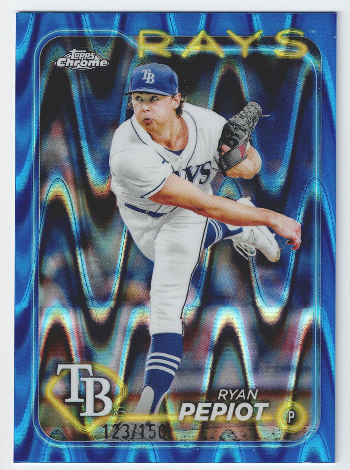 2024 Topps Chrome Ryan Pepiot Blue RayWave Refractor /150 #128 Rays