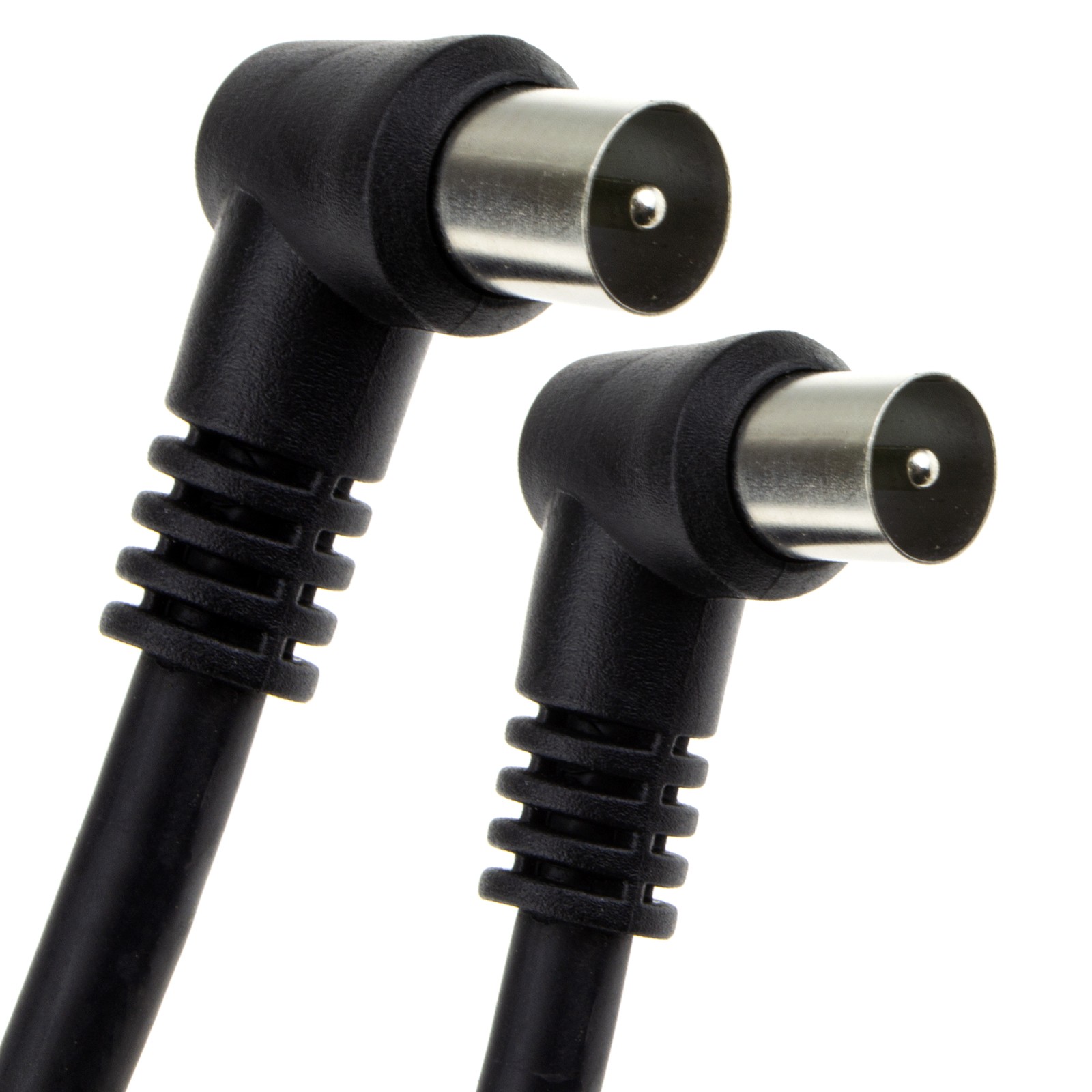 3m Black RF Lead Right Angle Male Plug to Plug Coaxial TV Freeview Cable