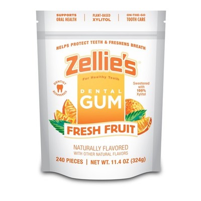 Zellie's | 100% Xylitol Fresh Fruit Chewing Gum | No 240 Count (Pack of 1)