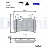 Bremsbelagsatz Scheibenbremse Delphi LP2061 FüR 7L7 Touareg 7LA 7L6 VW TDI FSI
