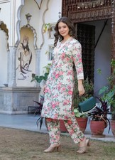 Women Floral Printed Ethnic Kurta Set Indian Pakistani Tunic Kurta Palazzo Set