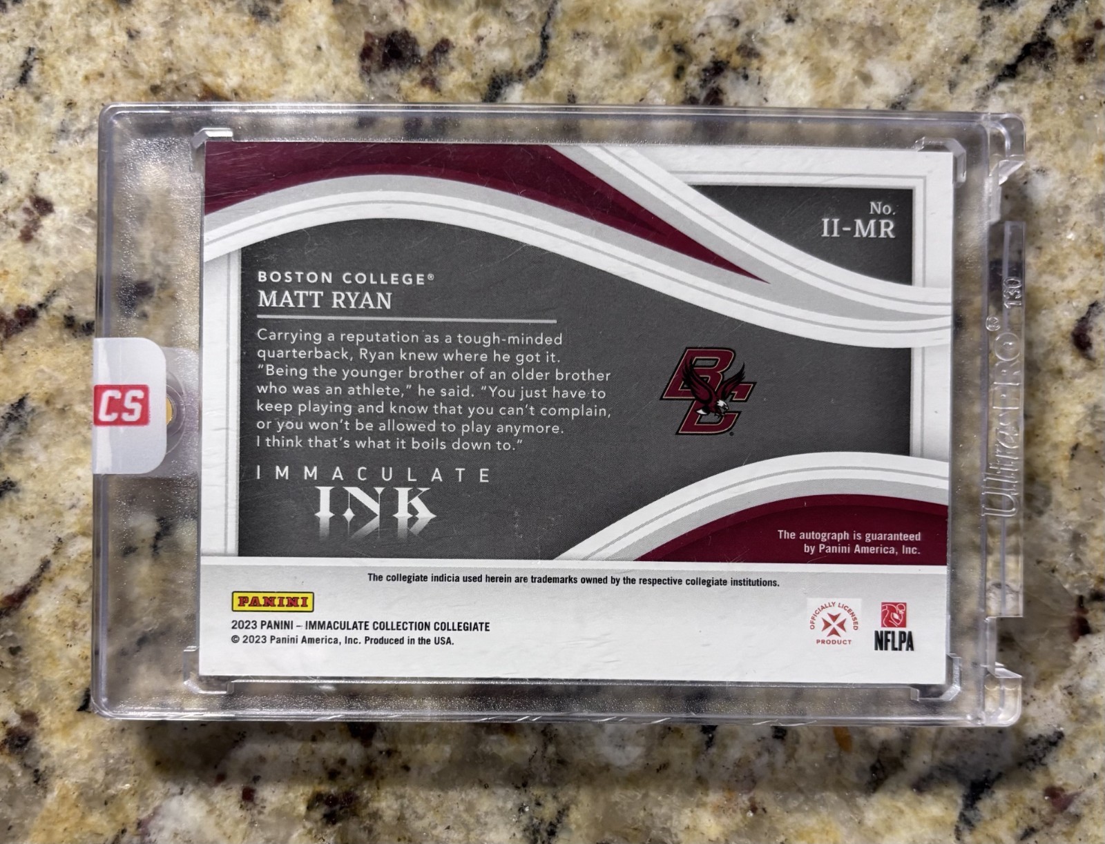 2023 Immaculate College Football Matt Ryan Auto 12/25 Jersey # BC Eagles Falcons view 2