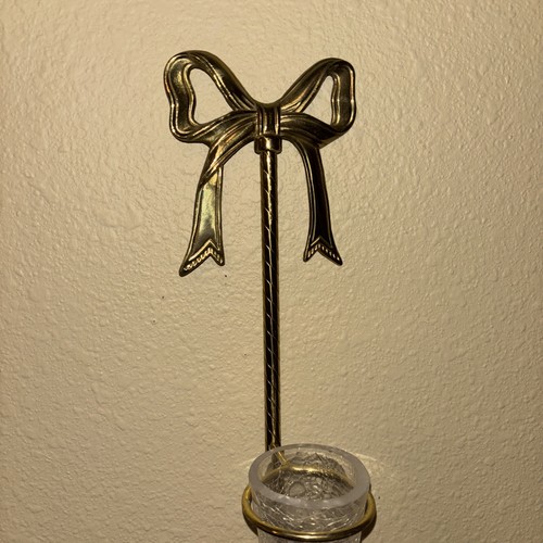 Vintage Messing Deko Gold Schleife verziert Wandleuchter Kerzenhalter mit Kegel Vase - Bild 2 von 5