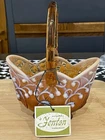 Vintage Fenton Lily of the Valley Cameo Opalescent Amber Basket