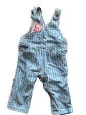 Vintage 80s Osh Kosh B  gosh Overalls Denim Size 6-9M Vestbak RARE Striped Blue
