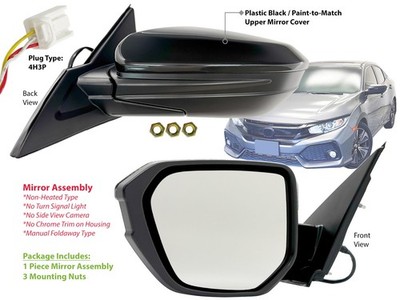 Mirror Fits Civic Hatchback LX & Sport 2017-2021 / Civic Type R 2019 Driver Side
