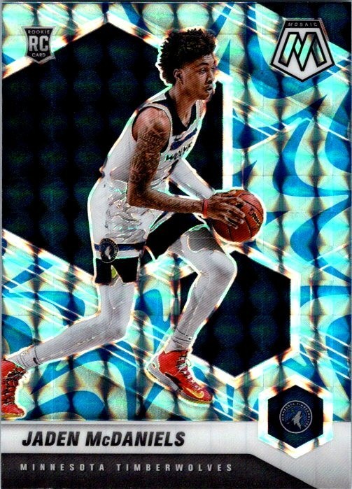 2020-21 Panini Mosaic Blue Reactive #235 Jaden McDaniels RC Rookie Card Prizm