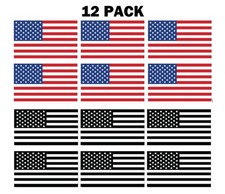 12 PACK Reflective 3x5 American Flag Stickers, Set of 3" x 5" USA Decals Labels
