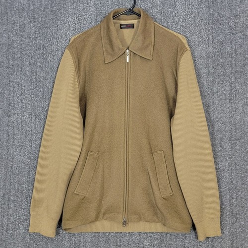 Chaqueta Enrico Marinelli Para Hombre Grande Marrón Cremallera Completa Lana Tejida Hecha en Italia - Imagen 1 de 15