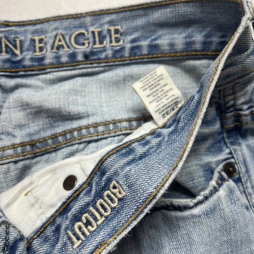 Pantalones de mezclilla American Eagle para hombre 32x32 (30) corte bota desteñido lavado claro desgastados - Imagen 3 de 16