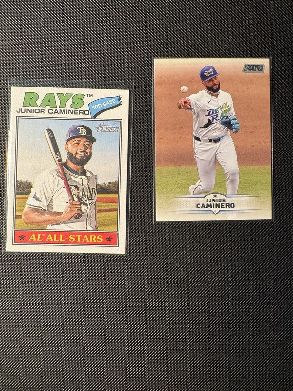 Topps ‘25 Stadium Club, ‘26 Heritage- Junior Caminero- Tampa Bay Rays- 2 Cards