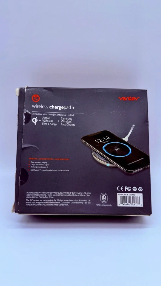 Cargador Inalámbrico Ventev Plus 10W, Gris y Blanco Foto 2 de 2